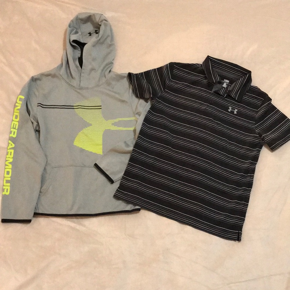 Boys Under Armour Polo and Hoodie Youth Large
